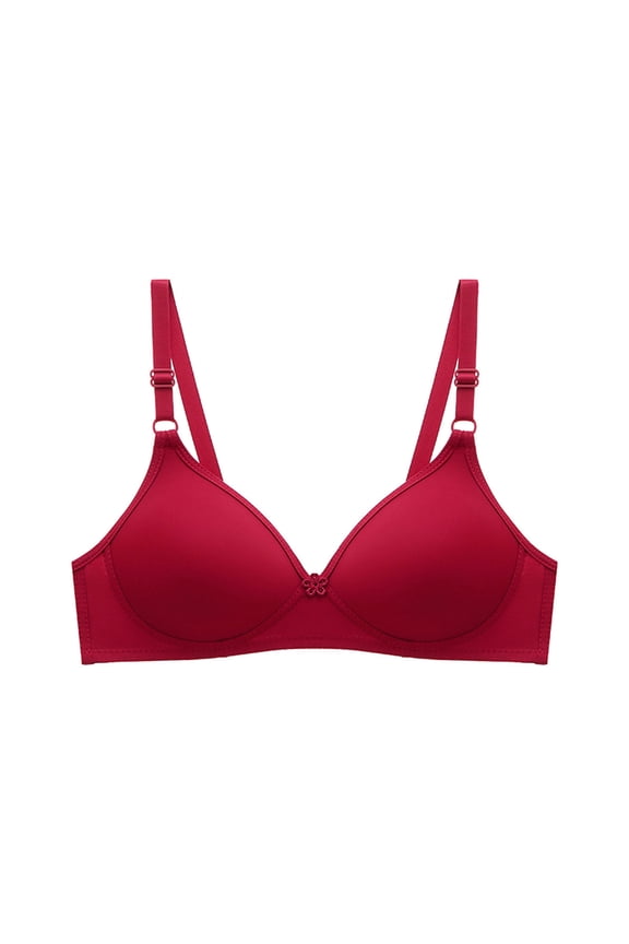 T-Shirt Bras for Women Comfort Soft Lightly Lined Wireless Bras Solid Women’s Sports Bras No Underwire Everyday Bra Padded Bralette Push-up Bra S-1-Red XXL