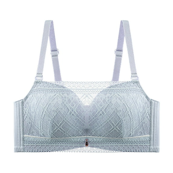 Bigersell T-Shirt Bras for Women Mesh Lace Wireless Bra Ladies V-Neck Push up Padded Bras No Underwire Hook and Eye Closure Comfort Soft Bra S-7-Gray 80