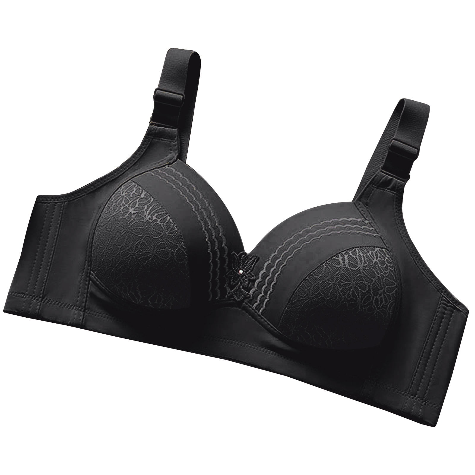 Allegra K Women's Lace Minimizer Adjustable Wide Straps Full Coverage  Wireless Bra And Panty Black 42e : Target
