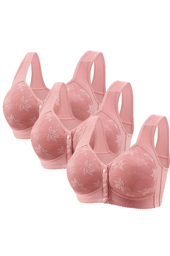 T-Shirt Bras for Women Plus Size Discouts Women's No Underwire Push up Bra with Thin Cup and Lace Bra Underwear Training Bra Style F-377 Pinks L