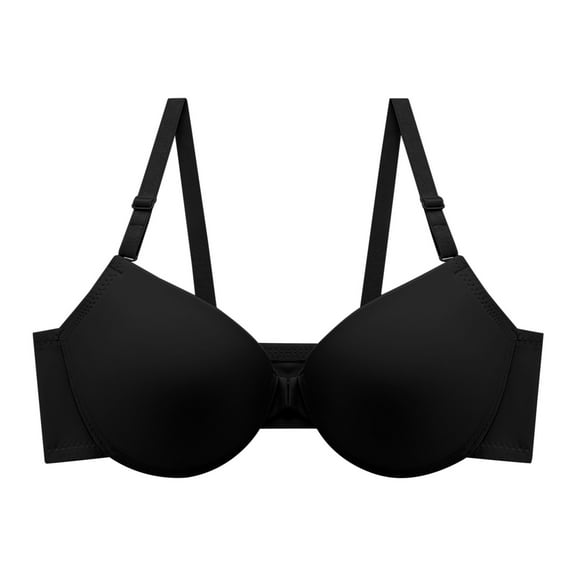 Bigersell T-Shirt Bras for Women Seamless Front Closure Bras Women V-Neck Push up Bras No Underwire Comfortable Wireless Bra Buckle Closure Padded Bralettes Everyday Wire-Free Bras Black 40B