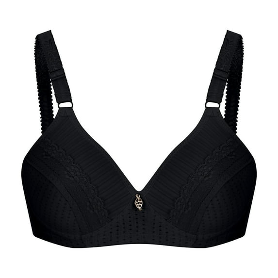 Bigersell T Shirt Bras for Women Summer Front Closure Sports Bras for Women Soft Bra Style R2556 V-Neck Pullover Bras Hook and Eye Bra Closure Women's Plus Size Wireless Padded Bras Black L