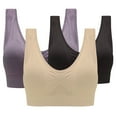 thumbnail image 1 of Bigersell T Shirt Bras for Women No Underwire Clearance 3pc Padded Sports Bras Sets Push up V-Neck Padded Bra Style B-45 Hook and Loop Bra Closure Back-Smoothing Wire-Free Bra Pack C-Multicolor 4XL, 1 of 7