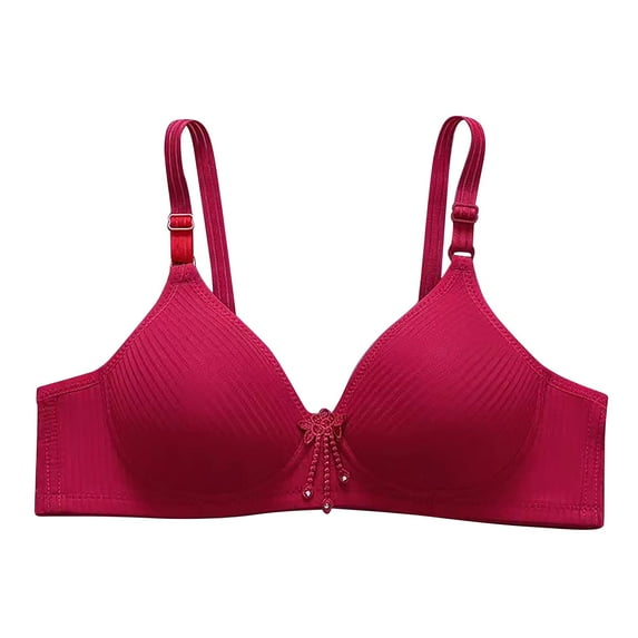 Bigersell T-Shirt Bras for Women V-Neck Push up Bra No Underwire Ladies Padded Bralette Hook and Eye Closure Everyday Bras Womens Wireless Bras S-9-Wine 36
