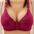 thumbnail image 1 of Bigersell T-Shirt Bras for Women Padded Push Up Wireless Bra Comfort Lace V-Neck Full Figure Bra No Underwire, B12-21, Red, L, 1 of 2