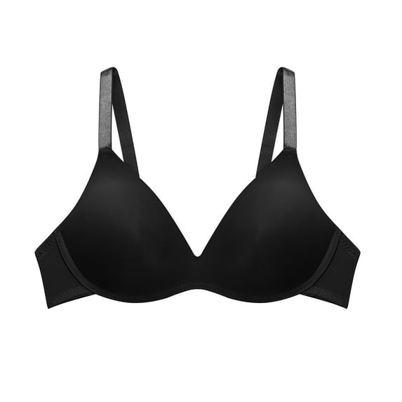 Bigersell T-Shirts Bras for Women Seamless Smoothing V-Neck Push up Padded Bras No Underwire Hook and Eye Bra Closure Solid Wireless Sports Bras Black XL