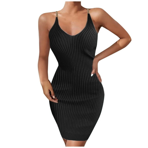 Bigersell Tank Dress Fashion Women Summer Casaul Solid Camis Sleeveless Tank Mini Dress Women's Plus Little Black Dress Style 24948, Female Full-Length Dresses Black M