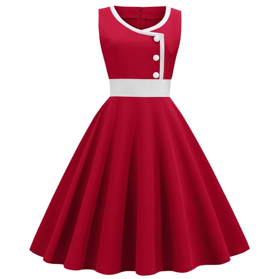 Bigersell Tank Dress for Women Fashion Casual Dress Round Neck Sleeveless Women's Dress Knee-Length Tall Bodycon Dress Style 8740, Female Full-Length Dresses Red M