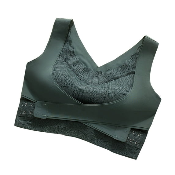 Bigersell Tank Tops Bra Deals Fashion Women Lace Side Buckle Beautiful Back Emulsion Cup Wireless Seamless Sports Bra Cami Bra Style F-1336 Green M