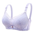 thumbnail image 1 of Bigersell Tank Tops Bra Trendy Women Breathable Lace Bra with No Underwire Back Buckle Soft Cup Push up Bras Shoulder Straps Double Breast Underwear Cami Bra Style F-128 Purples M, 1 of 2