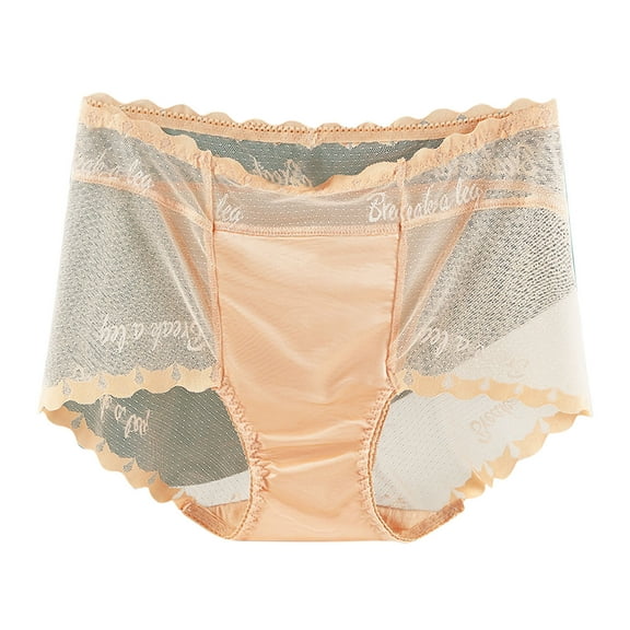 Bigersell Thermal Underwear for Women Clearance Sheer Panties Boy Shorts Panty Style P-1682 Cotton Plus Size Panties Thong Bikini Sets Ladies Briefs Mid Waist Women's Bikini Panties Beige XL