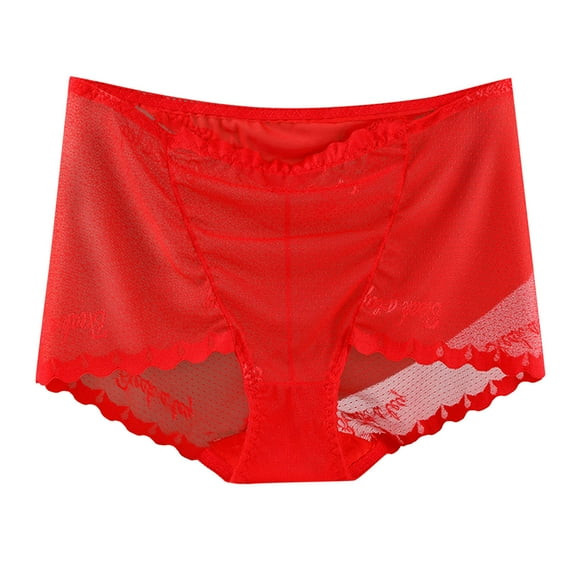Bigersell Thermal Underwear for Women Clearance Womens Boxers Briefs Underwear Cheeky Panty Style P-1672 Nylon Brief Panties Lace Thong Briefs Mid Waist Women Cheeky Panties Red L