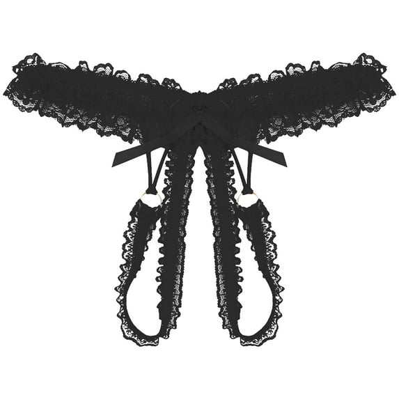 Bigersell Thong Panties for Women Floral Lace Mesh Lingerie Underwear Breathable Comfortable Bikini Panties Women’s G-String Lace Briefs Underpants Black One Size