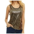 thumbnail image 1 of Bigersell Tops for Women Sparkly Crew Neck Sleeveless Tank Tops for Party Tops Clubwear Sequined Camisoles Glitter Shirts Gold XXL, 1 of 6