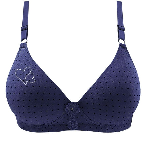 Bigersell Training Bra for Girls Upgrade Woman's Embroidered Seamless Comfortable Breathable Bra Underwear No Underwire Push-Up Bra Style F-1116 Dark Blue L