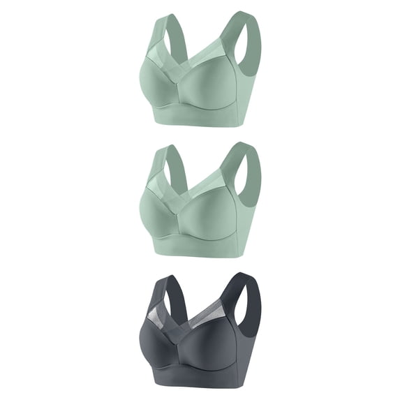 Bigersell Training Bra Trendy Women's Underwire Underwear Thin Lace Solid Color Push-Up Adjustment Bra Full-Figure Bra Style F-606 Gray 5XL
