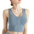 thumbnail image 1 of Bigersell Training Bra Women's Sport Bra Fall/Winter Shock-proof Push-up Running Mesh Breathable Yoga Fitness Sport Underwear Female Padded Bra Women Synthetic Full-Figure Bra Style 762, Blue L, 1 of 5