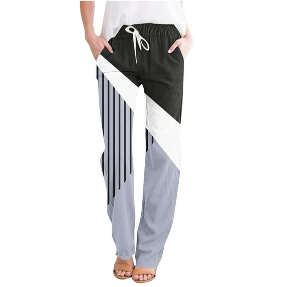 Bigersell Trousers Pants For Women Flare-Leg Pants High Waisted Full Length Trousers Pant Style P-9 Modern Fitted Casual Loose Pants Y-9-Gray S