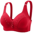 thumbnail image 1 of Bigersell Tshirt Bra Halter Sports Bra Sports Bras Ladies T-Shirt Bra Style B51 Tshirt Bras for Women Back-Smoothing Bra Feature Support Wireless Bra Hook & Eye Bra Closure , Red XXL, 1 of 7