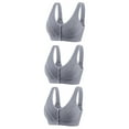 thumbnail image 1 of Bigersell Tube Tops Bra 3pc Front Snap Closure V-Neck Wire-Free Bra Support Women Exercise Bras Bralette Bra Style R-126 Basic Bra Strap Nylon Full-Coverage Bra Feature Everyday Bras Underwear Gray S, 1 of 2