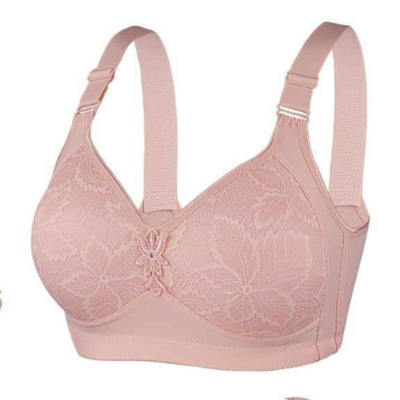 Bigersell No Underwire Bras for Women Full-Figure Bras for Women Wirefree T-Shirt Bra Lace Bra Style B90 Plus Size Bras for Women Wireless Convertible Bra Molded Bra Hook & Eye Bra Closure , Pink M