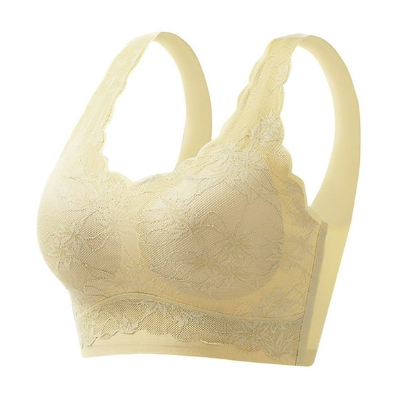 Bigersell No Underwire Push up Bra Trendy Women's Underwear Color Contrast Back-Smoothing No Underwire Push-Up Comfortable Buckle Comfortable Bra Lace Bra Style F-763 Green XL