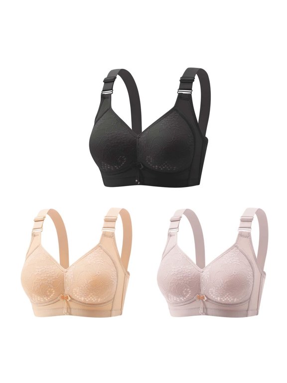 No Underwire, Push up Bras Trendy Woman's Fashion Comfortable Breastplate Lace Breathable Bra Underwear No Underwire Padded Bra Style F-289 Black XL
