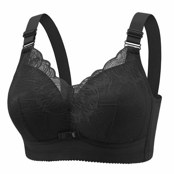 Bigersell V Neck Cami Bra for Women Girls in Clearance Womens Solid Lace Lingerie Bras Plus Size Underwear Bralette Bras Comfortable Bra Racerback Bra Style F-695 Black 42