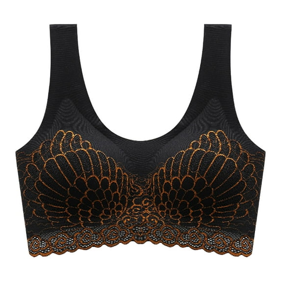 Bigersell V Neck Cami Bra for Women Girls Women Top Bra Wire-Free Underwear Vest Style Sport Lingerie Female Wireless Cami Bra Plus Spandex Training Bra Style 580, Black M