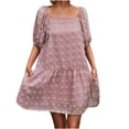 thumbnail image 1 of Bigersell Valentine Dress for Women Fashion Casual Summer Short Sleeve Printed Neck Pocket Dress Floral Dress for Female Regular T-Shirt Dresses, Style 30167, Pink L, 1 of 8