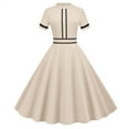 thumbnail image 1 of Bigersell Valentines Dress for Women Clearance Female Crew Neck Short Sleeve Knee Length Vintage Dress Style D-65 Long Dresses Ladies Formal Regular Summer Dresses , Beige XXL, 1 of 6