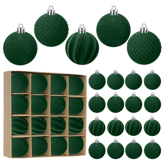 Bigersell Velvet Ball Ornaments for Christmas Tree Decorations 16 Count for Per Decorative Hanging Ornaments Sets, 2.36 inch, Green