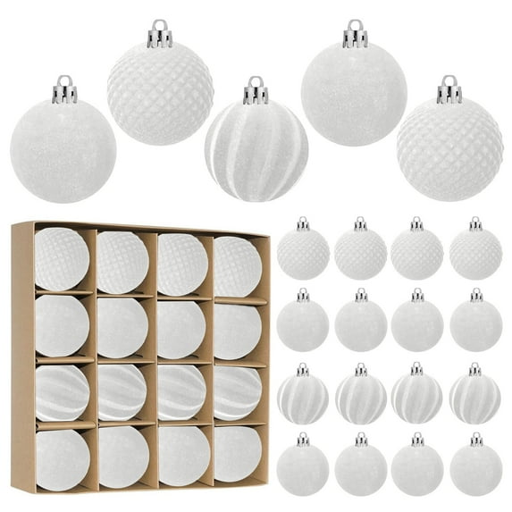 Bigersell Velvet Ball Ornaments for Christmas Tree Decorations 16 Count for Per Decorative Hanging Ornaments Sets, 2.36 inch, White