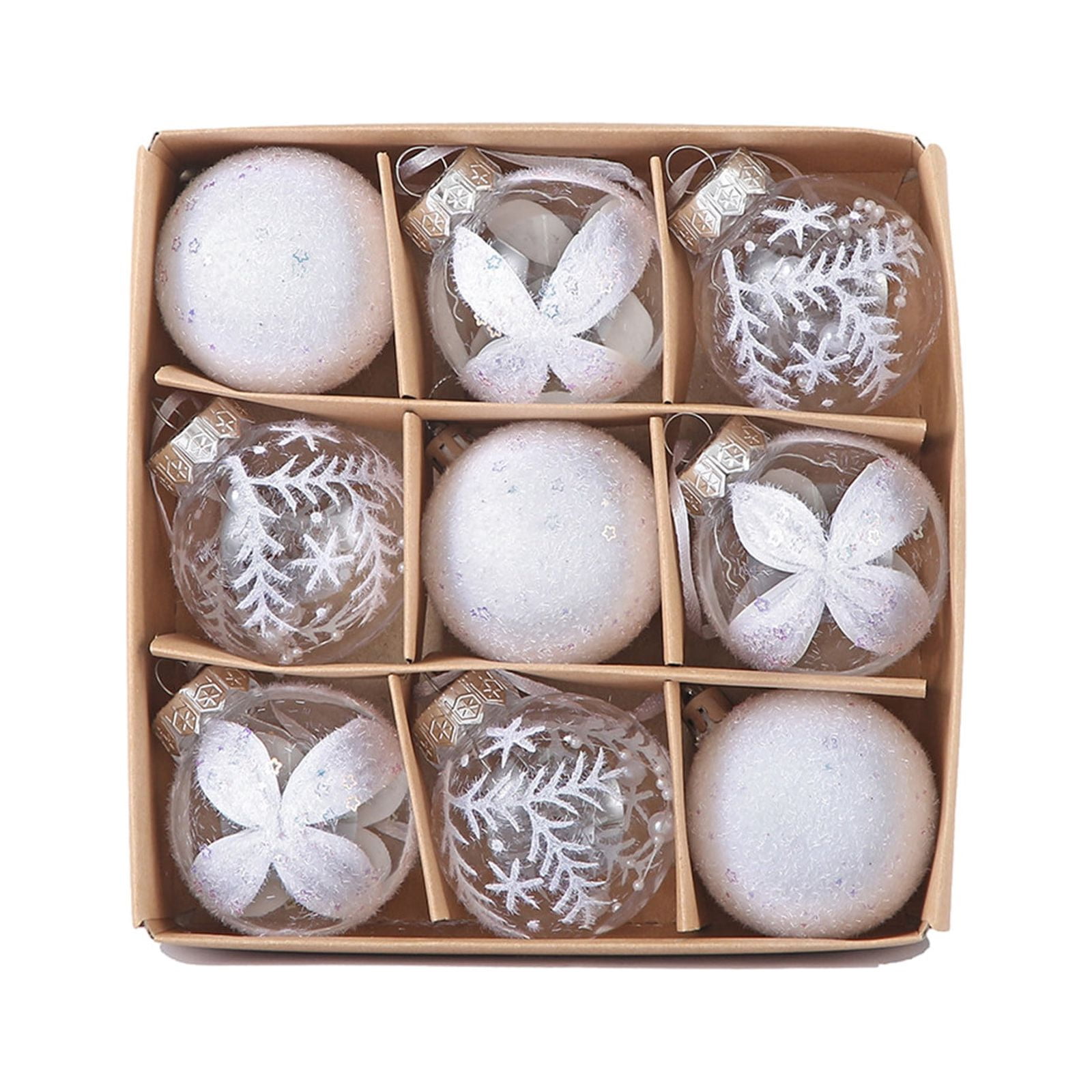 Bigersell White Christmas Ornaments 2.36 inch 6pcs Shatterproof Christmas Balls Ornaments