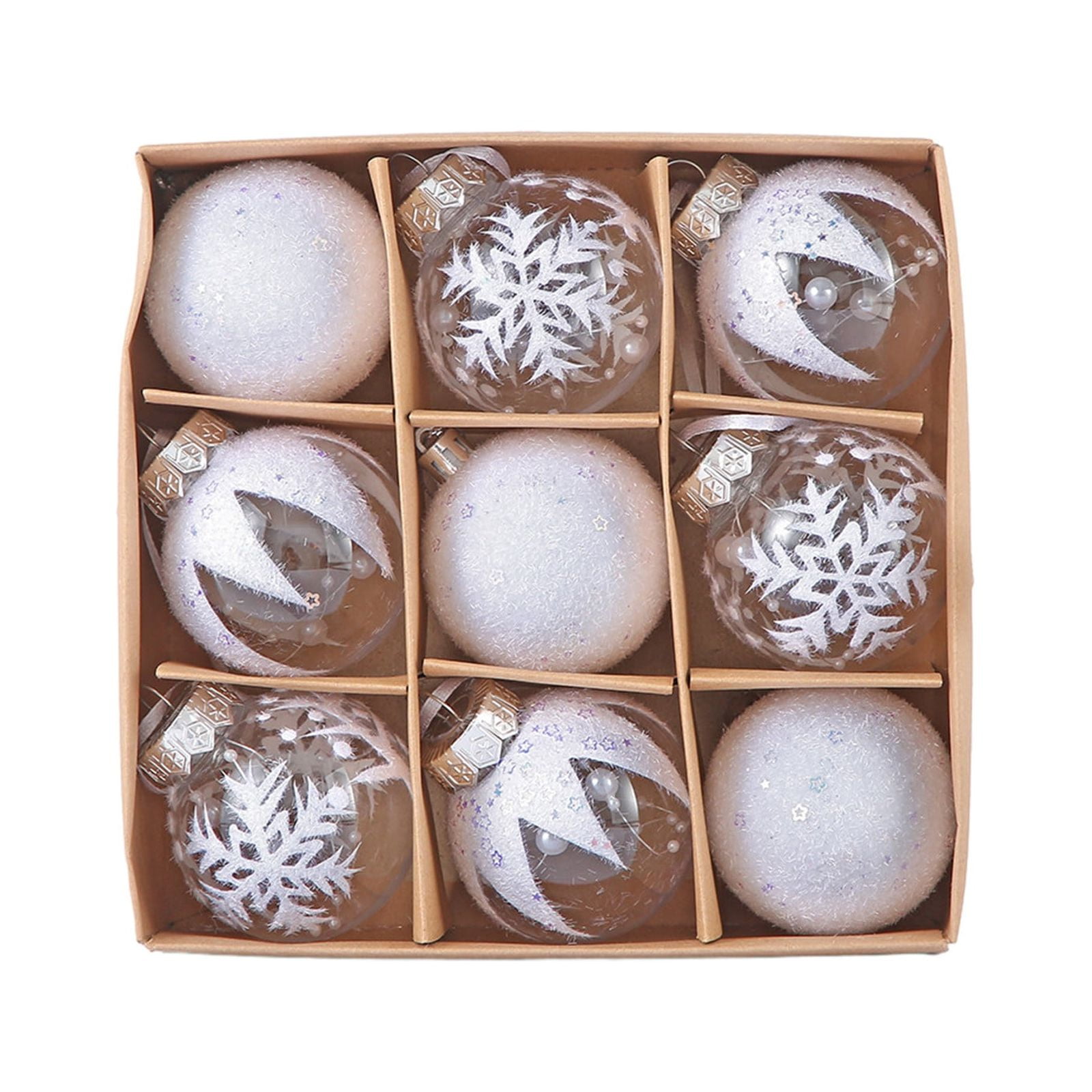 Bigersell White Christmas Ornaments 2.36 inch 6pcs Shatterproof Christmas Balls Ornaments