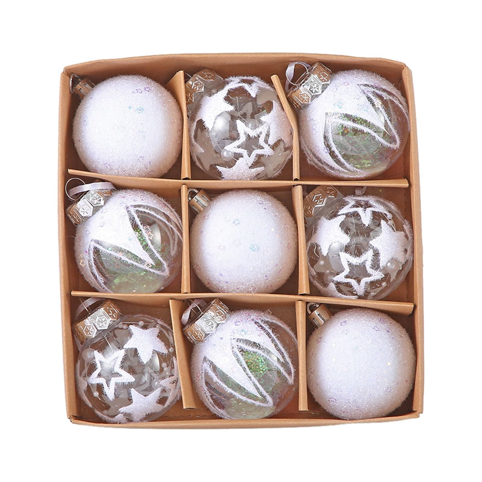 Bigersell White Christmas Ornaments 2.36 inch 6pcs Shatterproof