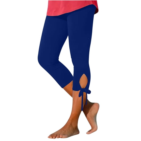 Bigersell Wide Leg Capris for Women Women's Summer High Waisted Solid Color Capris Matching Slim Fitting Yoga Gym Pants Blue 3xl