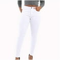 thumbnail image 1 of Bigersell Wide Leg Jeans Plus Size Jeans Summer Stretchy Jeans Ladies Slim Boot Cut Denim Pants Button Closure Light Wash Ripped Tall Jeans Female Loose Mid Waist Long Pants Style J-219 White XL, 1 of 4