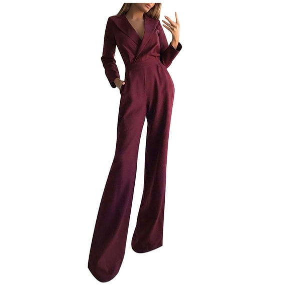 Bigersell Wide Leg Jumpsuits for Women Jumpsuit Jumpsuits For Women Sleeveless Pocket Solid Color Loose Straight Pants Fashion Romper Pants Ladies' High Waist Jumpsuits