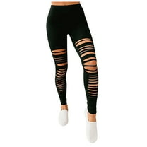 Bigersell Winter Leggings Women Dressy Full Length Pants Leggings Wowens Sports Slim Stretch Yoga Pants Hole Leggings High Waist Outer Wear 80s Leeggings for Ladies