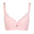 thumbnail image 1 of Bigersell Wirefree T-Shirt Bra Women Solid Lace Push-up Bra Underwire Underwear Regular Size Female Push Up Lace Bra, Style 6038, 46C, 1 of 4