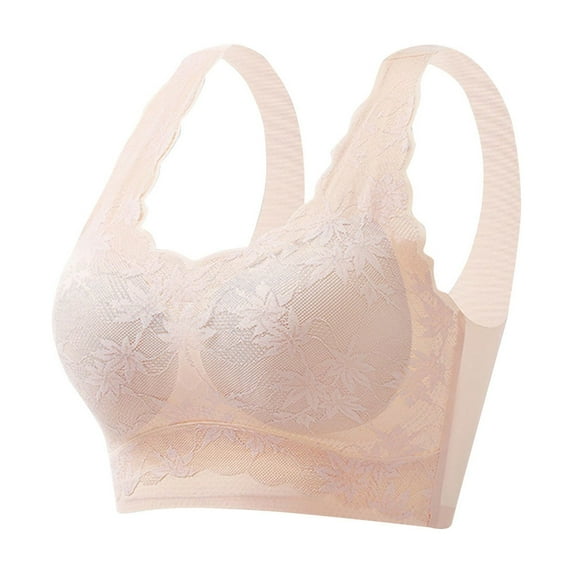 Bigersell Wireless Bra for Everyday On Sale Women's Underwear Color Contrast Back-Smoothing No Underwire Push-Up Comfortable Buckle Comfortable Bra Bandeau Bra Style F-763 Khaki XL