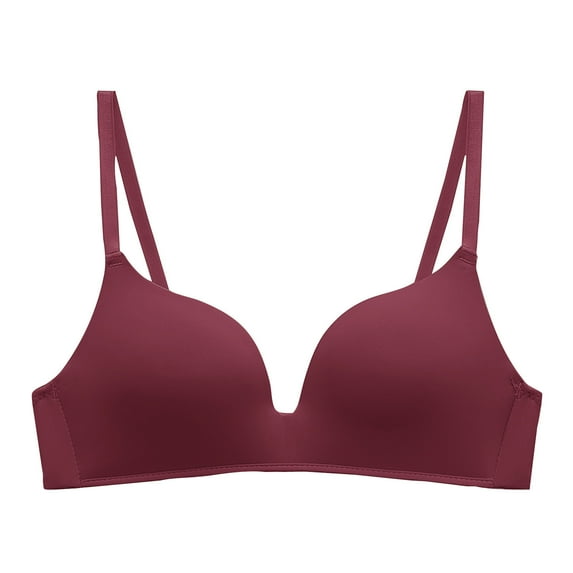 Bigersell Wireless Bra New Women's Bra Wire Underwear Bra Everyday Small Cup Underwear Plus Size Bra Style F-772 Wine M