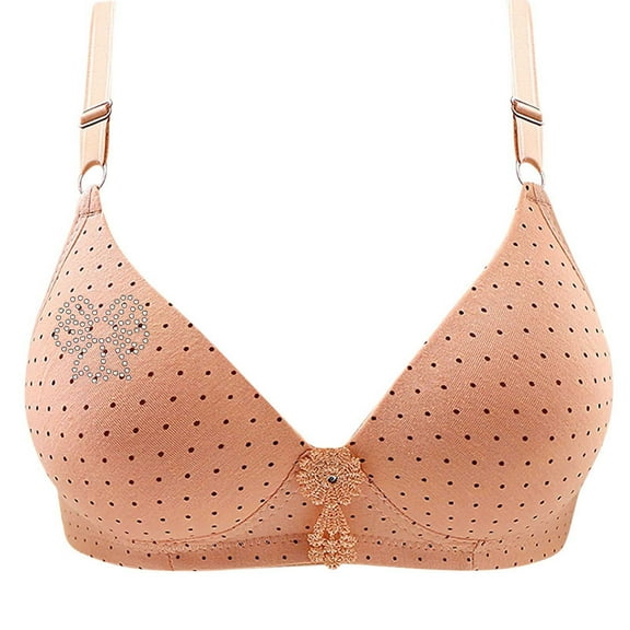 Bigersell Wireless Bra Trendy Woman's Embroidered Seamless Comfortable Breathable Bra Underwear No Underwire Lifting Bra Style F-1115 Khaki XL