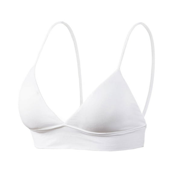 Bigersell Wireless Bra Woman V Cup Underwired Sleep Seamless Underwear Soft Comfortable Bra Tall Size Lace Bra, Style 684, White 32B