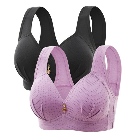 Bigersell Wireless Bra for Women Clearance Woman's Embroidered Seamless Comfortable Breathable Bra Underwear No Underwire Sports Bra Style F-1286 Black 44