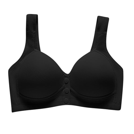 Bigersell Wireless Bralette in Clearance Women's Senior Elder Women Comfortable Soft Thin Printed Underwear Plus Size Underwear Bra Shoulder Straps T-Shirt Bra Style F-809 Black 38