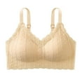 thumbnail image 1 of Bigersell Wireless Bralette for Women Lace V-Neck Full-Coverage Bras Back Hook and Eye Bra Closure Ladies Push-up Padded Bras No Underwire Comfy Bra Everyday Wire-Free Sports Bras Khaki M, 1 of 7