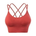 thumbnail image 1 of Bigersell Wireless Bralettes Women Strappy Back Sports Bras No Underwire Solid Nylon Yoga Bras Workout Running Athletic Bras Style-R-4, Cropped Bras Wireless Red 3XL, 1 of 2