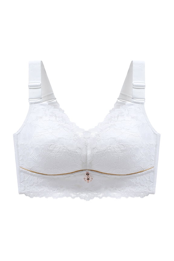 Wireless Bras with Support and Lift Sale Balconette Bras for Women Soft Bra Style B2019 V-Neck Seamless Bras Hook and Eye Bra Closure Big Girls Size Padded Bras for Women White M